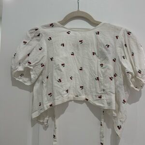 Linen cherry crop top